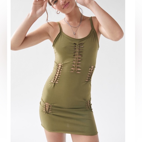 Urban Outfitters Dresses & Skirts - NWT UO Macrame Mini Stretchy Dress - Olive Army Green - Price Firm